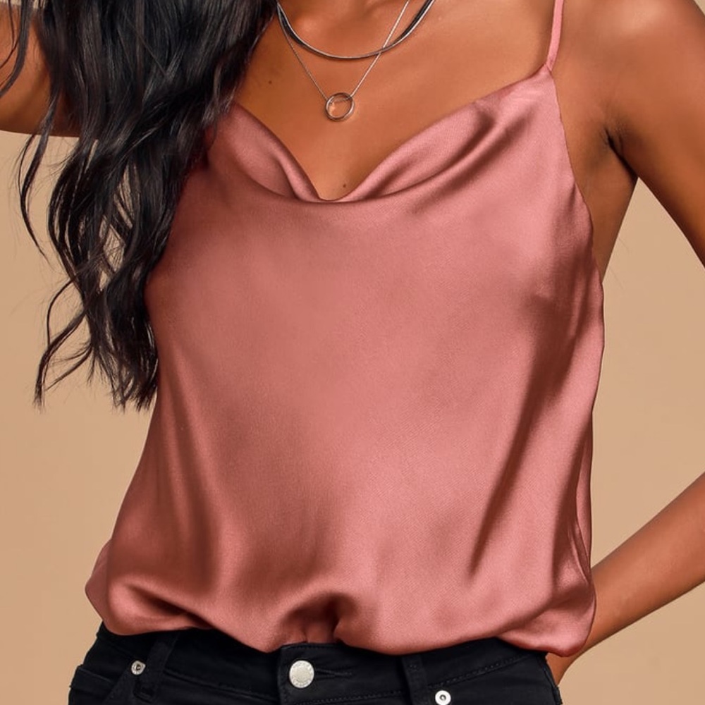 Lulu’s Satin Cowl Neck Bodysuit